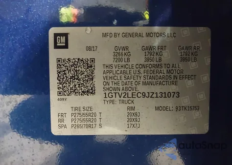 2018 GMC Sierra 1500 from USA, damaged, VIN 1GTV2LEC9JZ131073